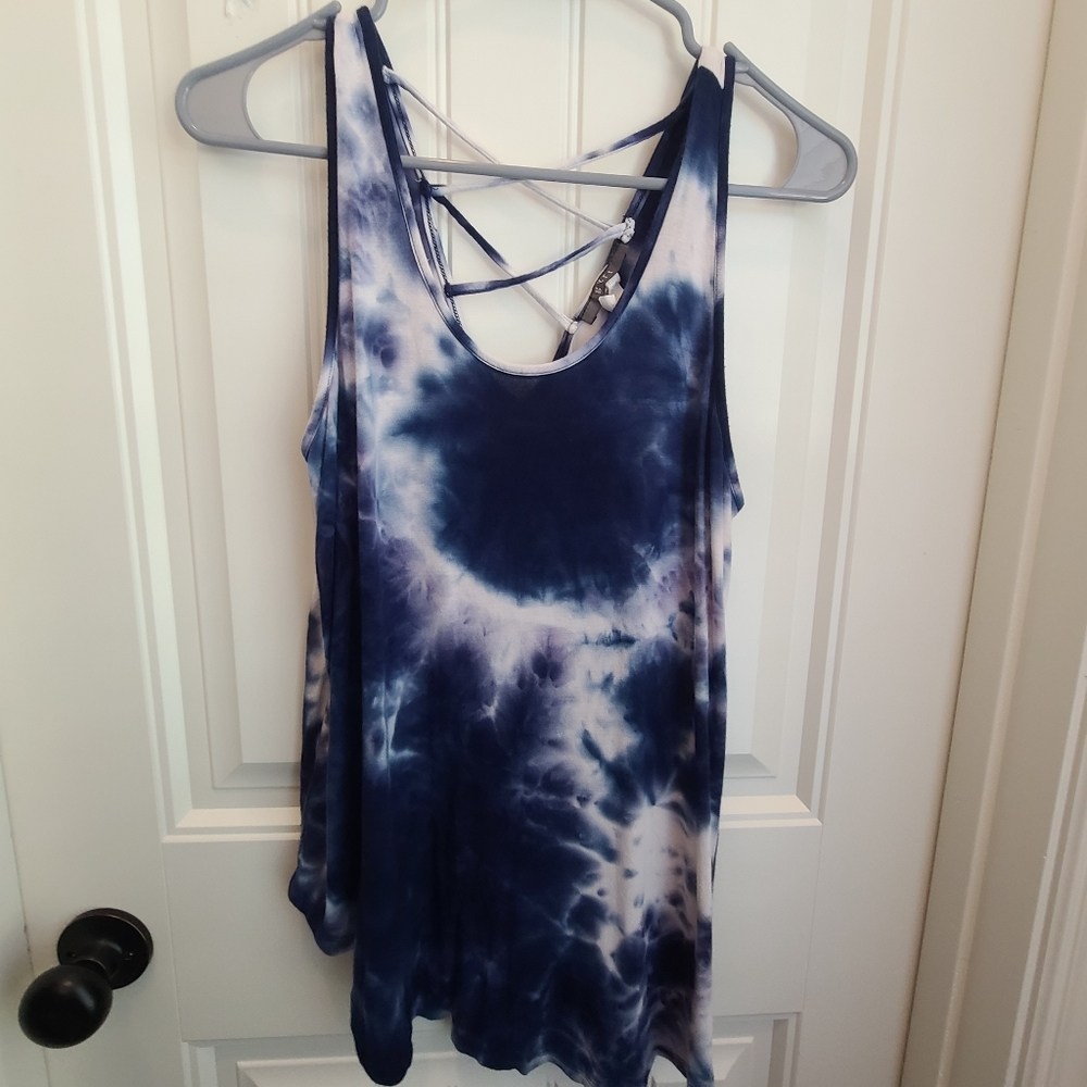 Cross back tie dye tank